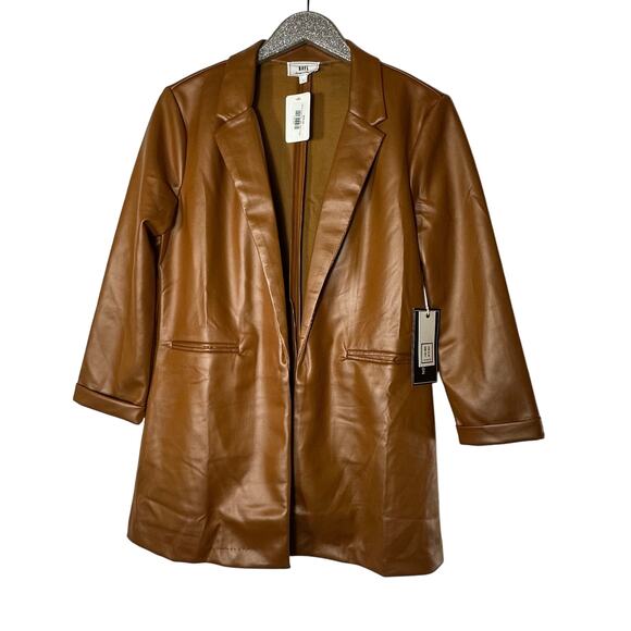 HAVE Los Angeles Cognac Faux Leather Blazer Jacket NEW - Picture 1 of 6